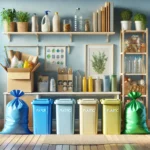 dall·e-2024-11-22-12.55.00-a-realistic-illustration-of-a-home-recycling-setup-with-color-coded-garbage-bins-and-bags-including-blue-for-paper-yellow-for-plastic-and-green-for